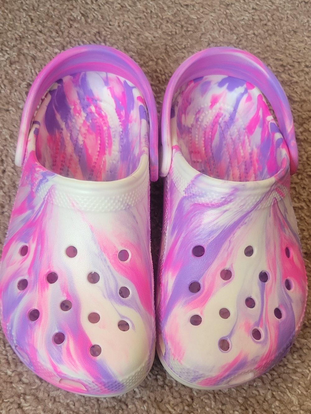 CROCS Kids Marble Swirl Clogs - Pink & Purple